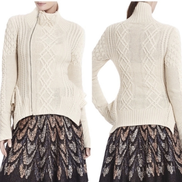 Bcbgmaxazria knit zippered cardigan sweater zanzi cream xs - Picture 1 of 14